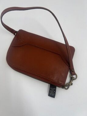 Brown Leather Wristlet Crossbody Bag - Unbranded